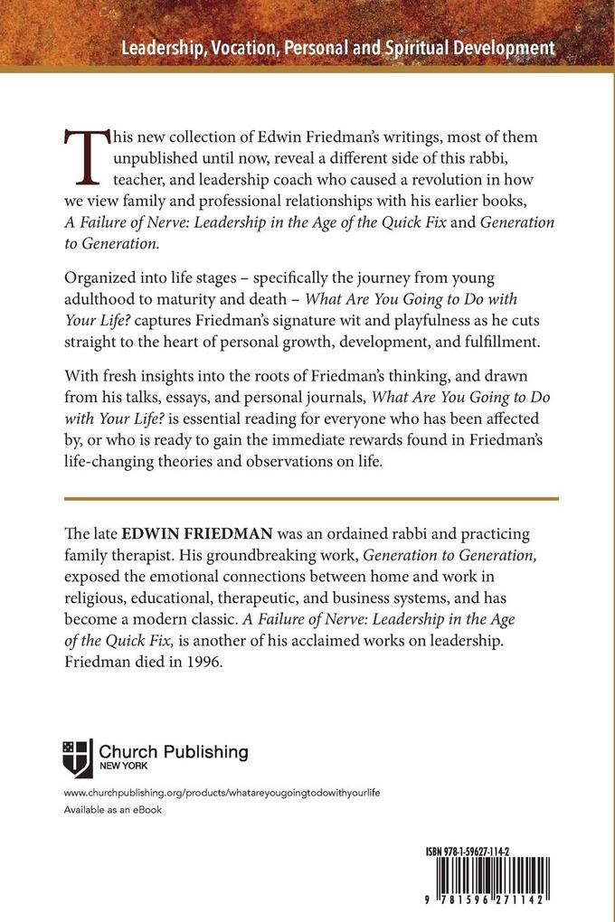 Weitere Ansicht: What Are You Going to Do with Your Life? | Edwin H Friedman