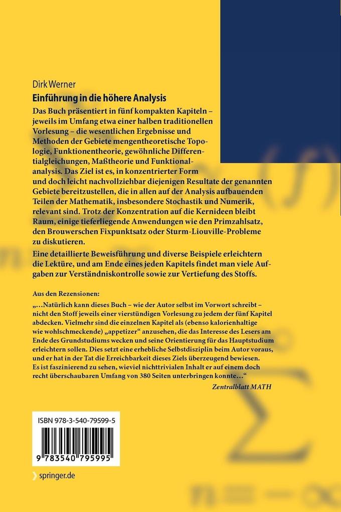 Weitere Ansicht: Einführung in die höhere Analysis | Dirk Werner