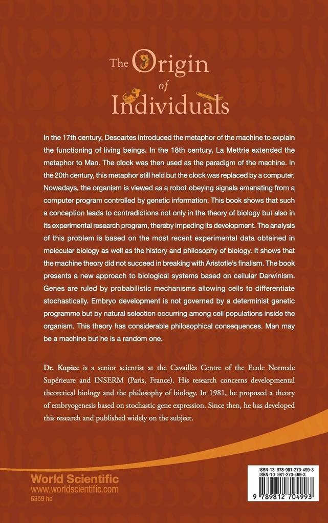 Weitere Ansicht: ORIGIN OF INDIVIDUALS, THE | Jean-Jacques Kupiec