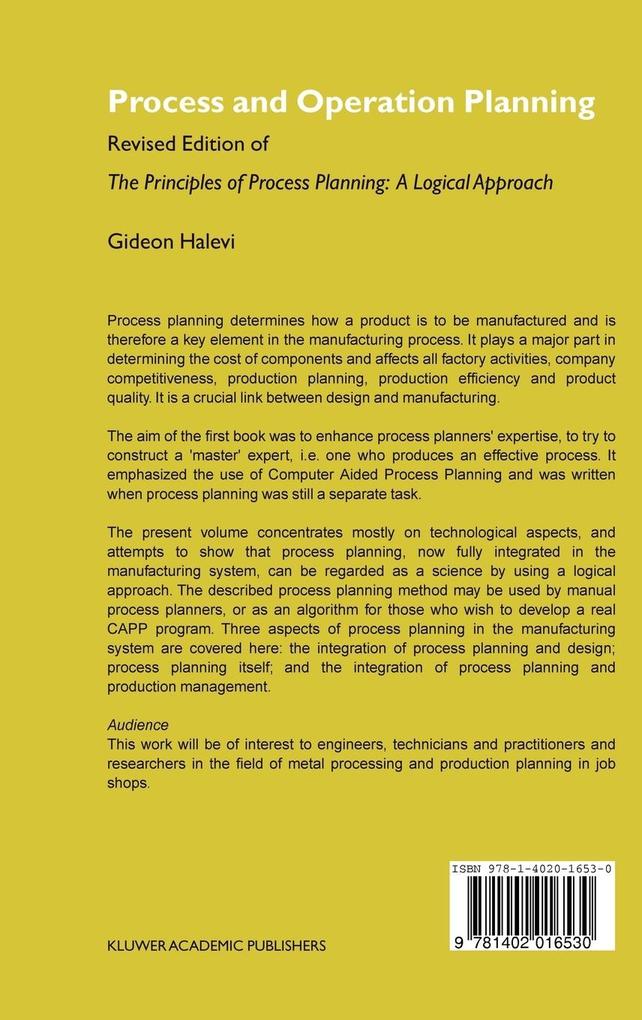 Weitere Ansicht: Process and Operation Planning | G. Halevi, Gideon Halevi