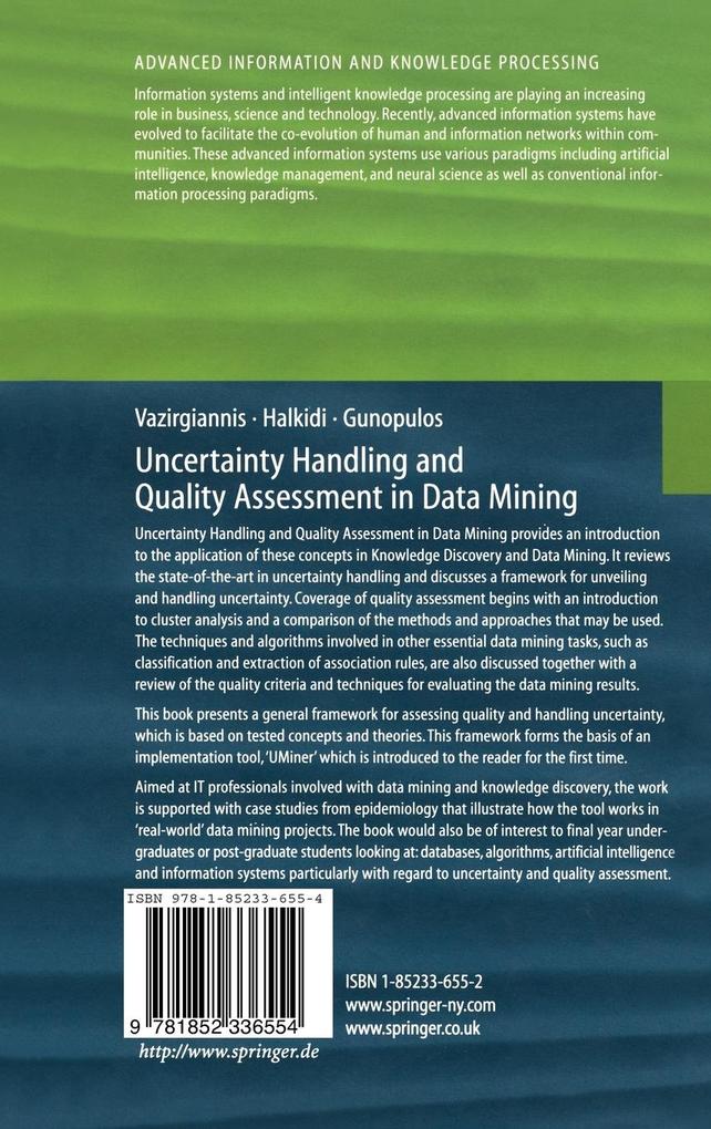 Weitere Ansicht: Uncertainty Handling and Quality Assessment in Data Mining | Dimitrious Gunopulos, Maria Halkidi, Michalis Vazirgiannis