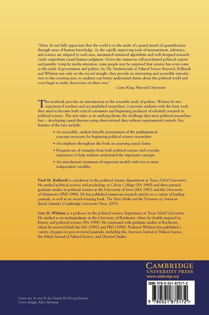 Weitere Ansicht: The Fundamentals of Political Science Research | Paul M. Kellstedt, Guy D. Whitten