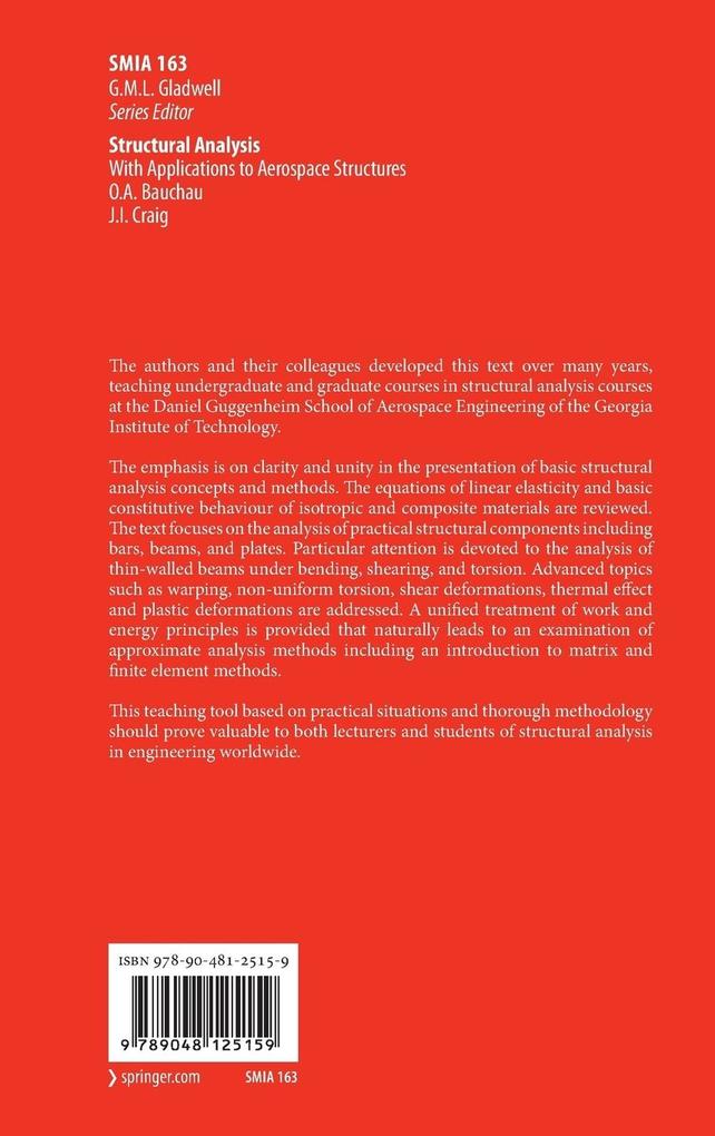 Weitere Ansicht: Structural Analysis | O. A. Bauchau, J. I. Craig