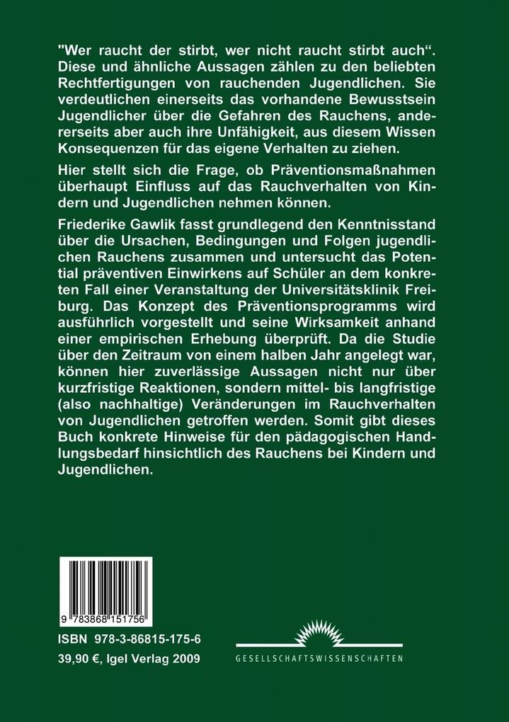 Weitere Ansicht: Möglichkeiten der Raucherprävention bei Jugendlichen | Friederike-Marianne Gawlik