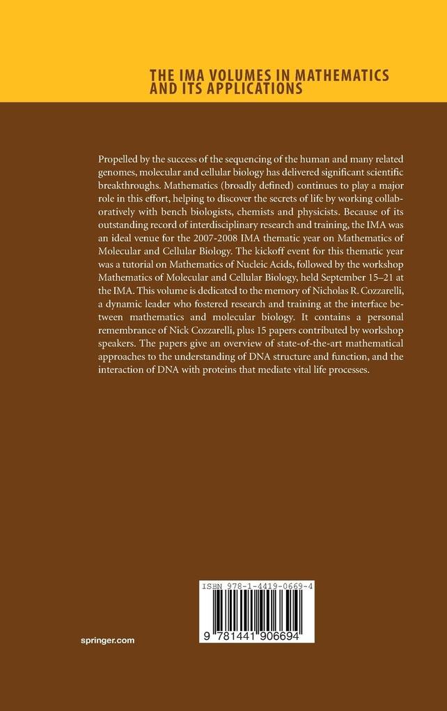 Weitere Ansicht: Mathematics of DNA Structure, Function and Interactions