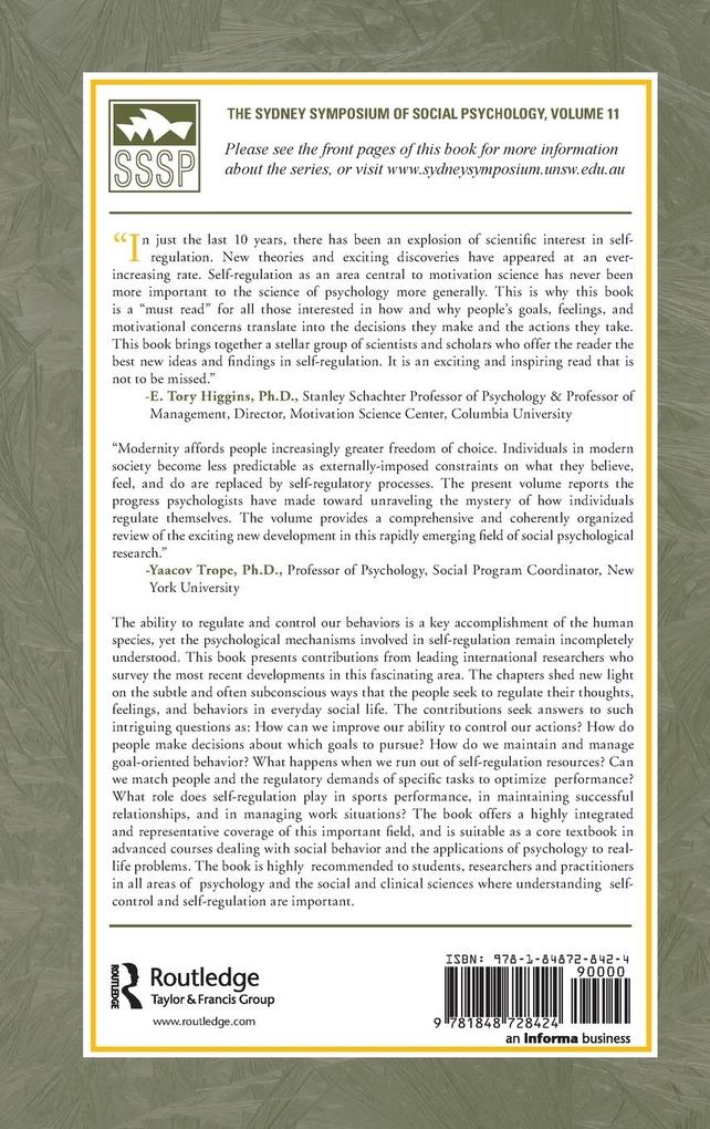 Weitere Ansicht: Psychology of Self-Regulation