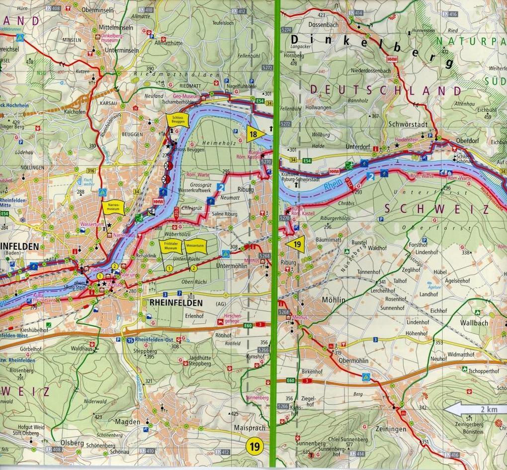 Weitere Ansicht: Rhein-Radweg 2, Bodensee - Basel 1 : 50 000