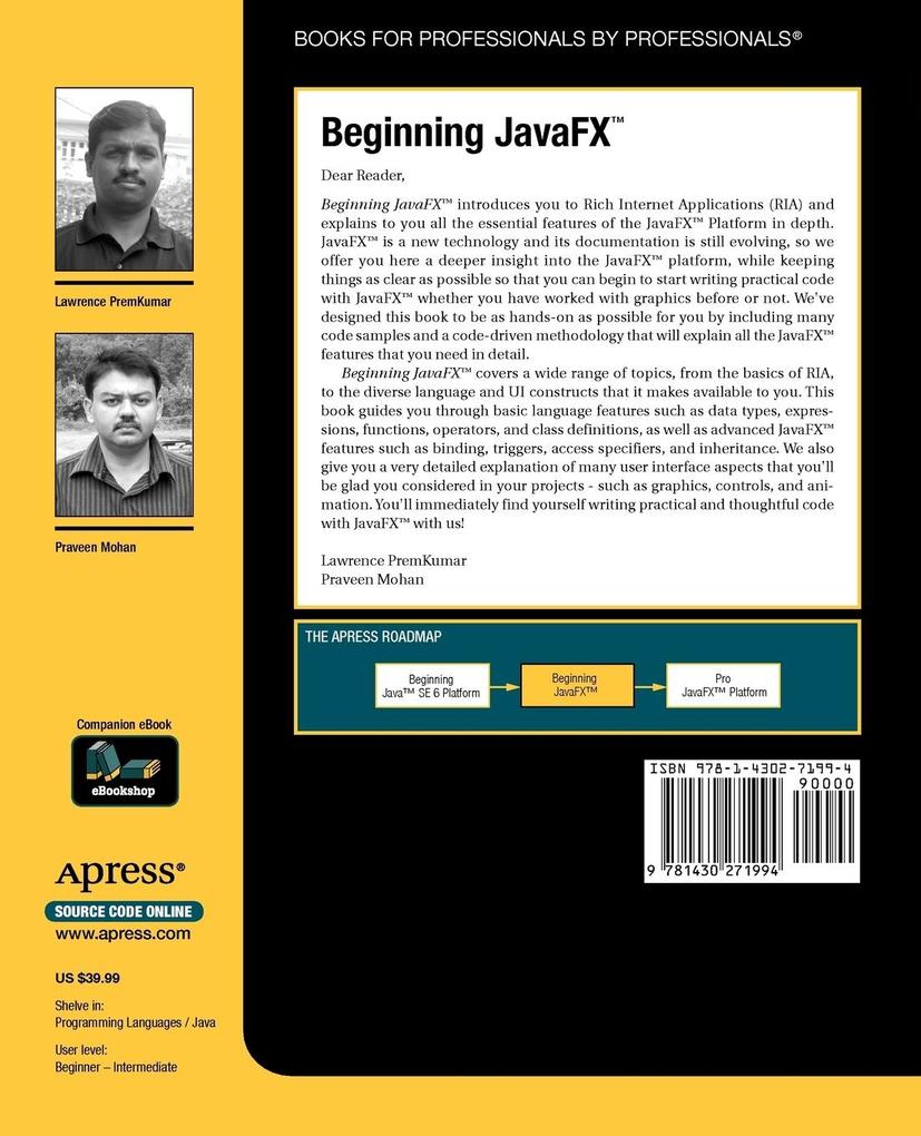 Weitere Ansicht: Beginning Javafx | Lawrence Premkumar, Praveen Mohan