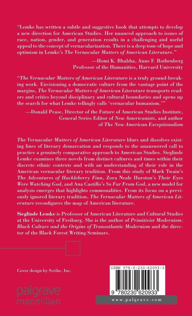 Weitere Ansicht: The Vernacular Matters of American Literature | S. Lemke