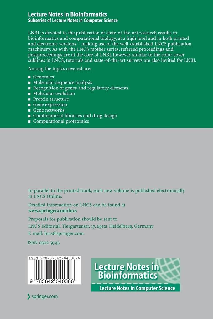 Weitere Ansicht: Pattern Recognition in Bioinformatics