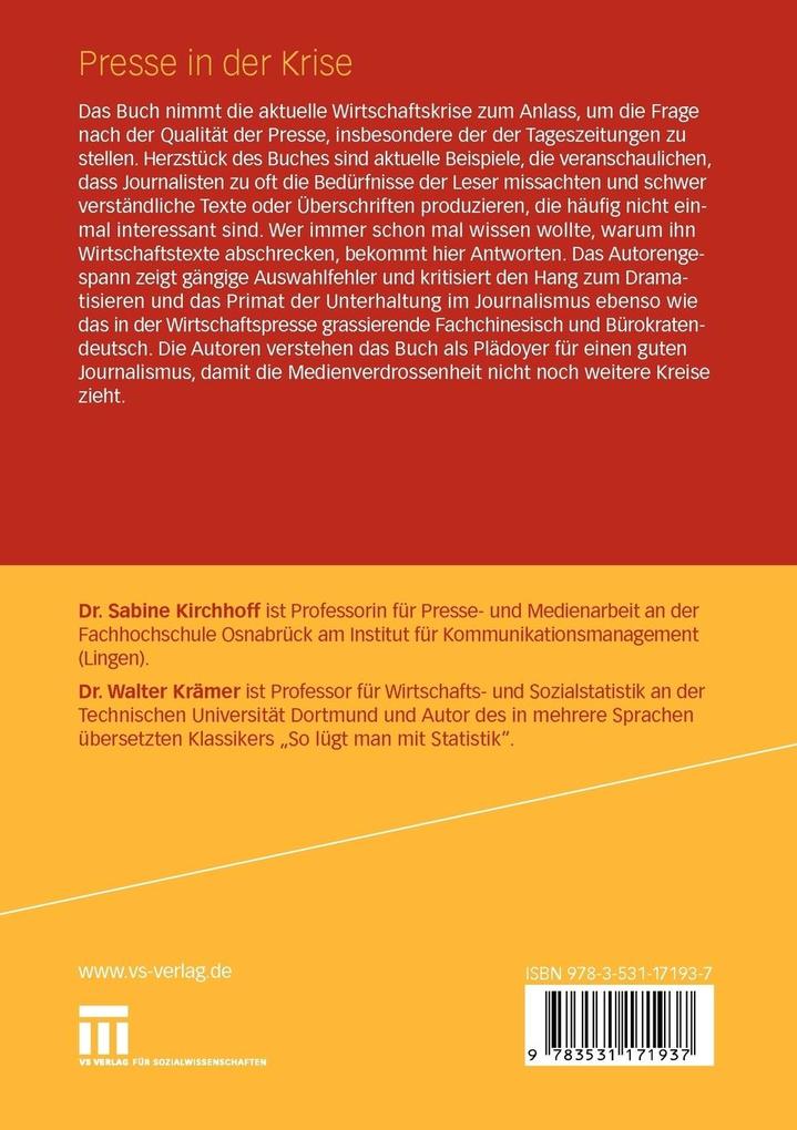 Weitere Ansicht: Presse in der Krise | Sabine Kirchhoff, Walter Krämer