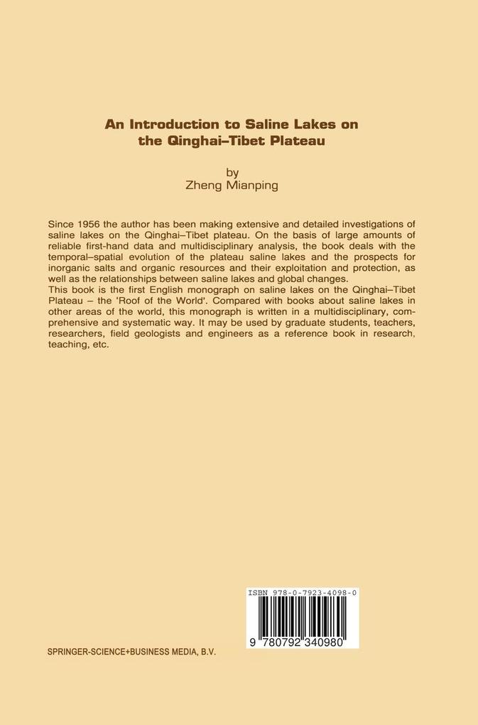 Weitere Ansicht: An Introduction to Saline Lakes on the Qinghai-Tibet Plateau | Zheng Mianping, Mianping Zheng Mianping, Mien-Ping Cheng