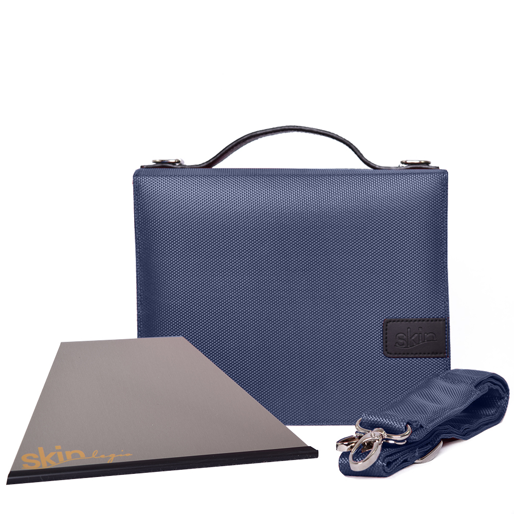 Weitere Ansicht: SartoriusSKIN Tasche BASIC Gr. L in Marine-Blau mit Tragegurt & Buchstütze | SKIN von Barth & Bauer E. K.