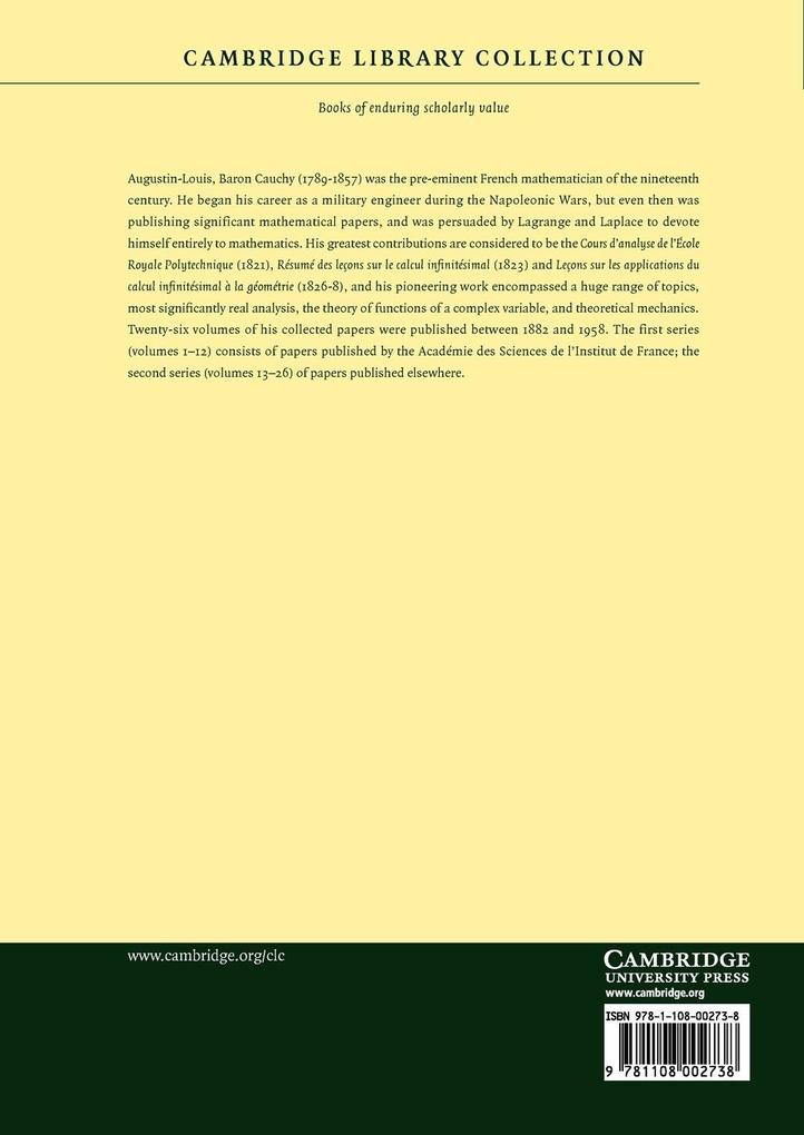 Weitere Ansicht: Oeuvres Completes | Augustin-Louis Cauchy