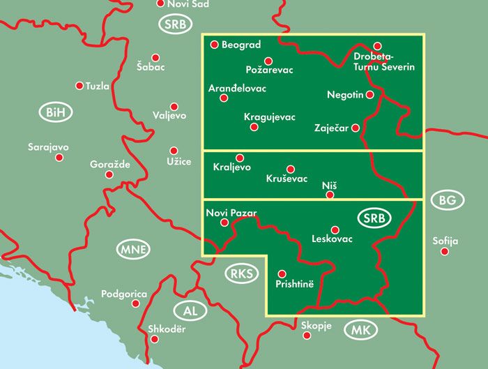 Weitere Ansicht: freytag & berndt Straßenkarte Serbien Süd 1:200.000