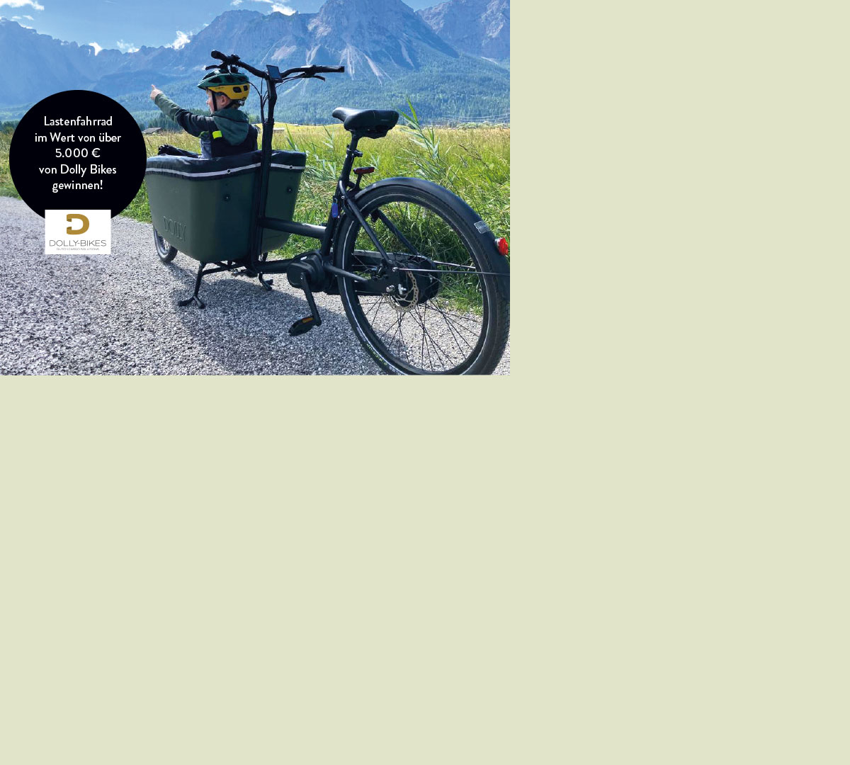 Dollybike Gewinnspiel: Lastenfahrrad im Wert von über 5.000 Euro gewinnen
